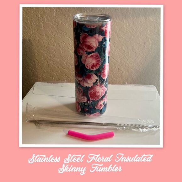 Stainless Steel Floral Insulated Skinny Tumbler - Picture 1 of 3